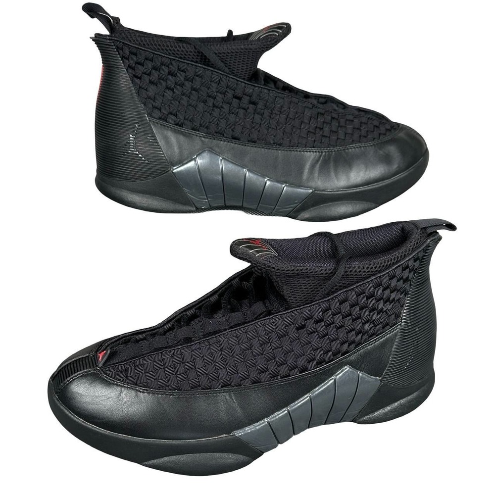 Nike Air Jordan 15 Retro Stealth 2017 Sneakers Mens 10.5 Black Red 881429-001